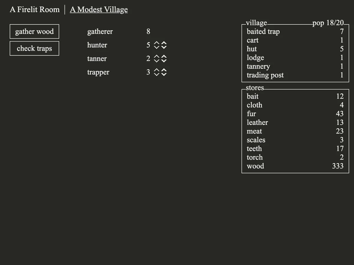 Screenshot of A Dark Room