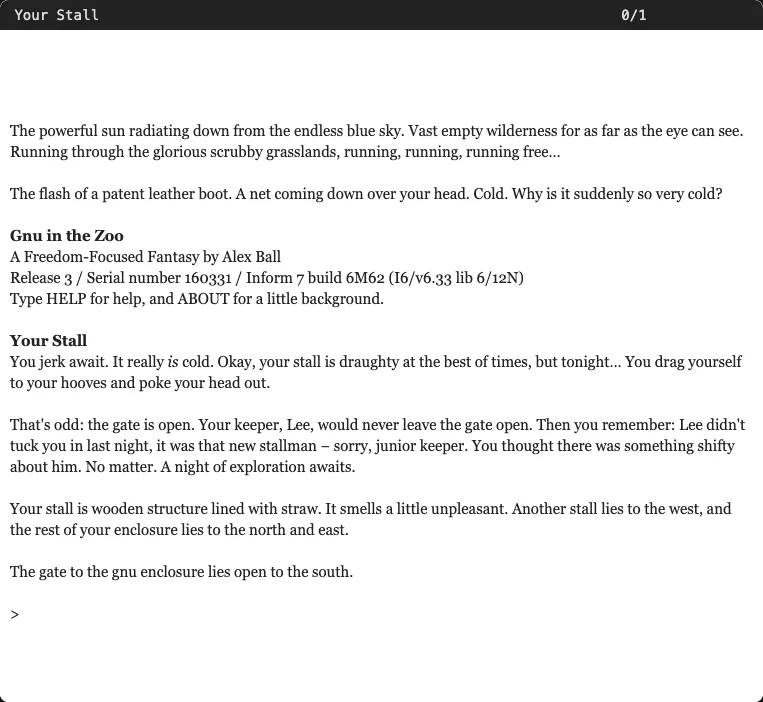 Screenshot of Gnu in the Zoo
