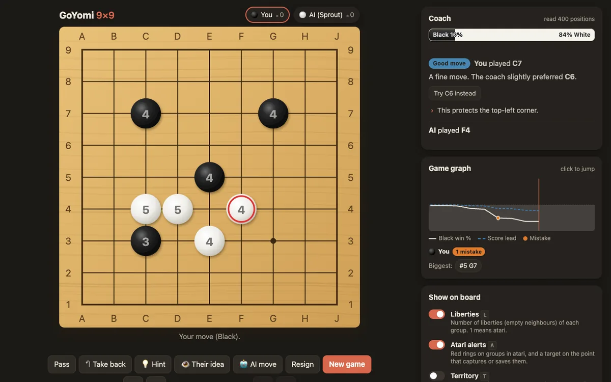 Screenshot of GoYomi 9×9