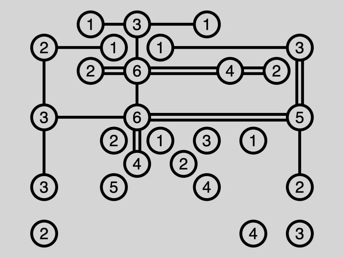 Screenshot of Bridges (Simon Tatham's Puzzles)