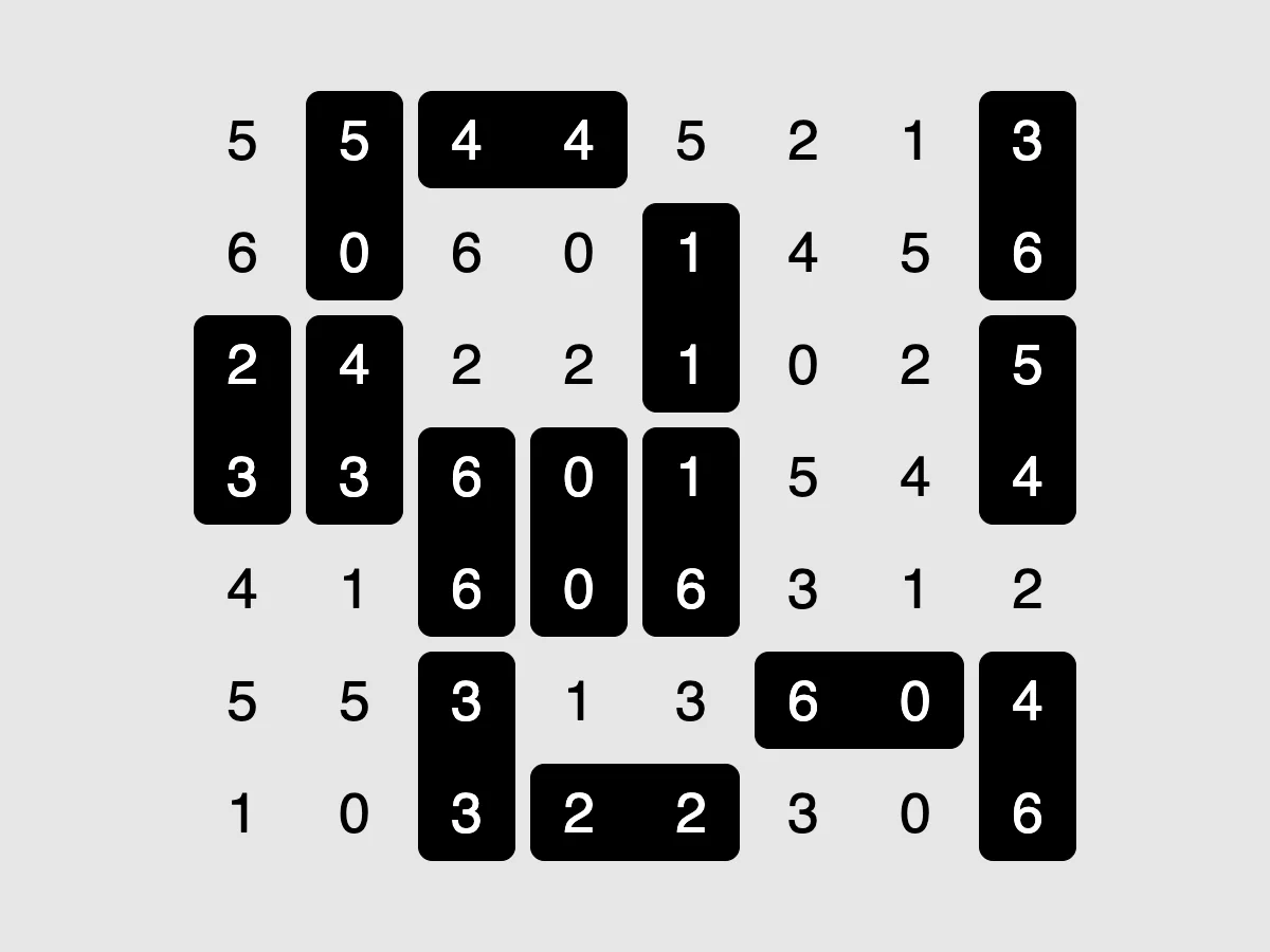 Screenshot of Dominosa (Simon Tatham's Puzzles)