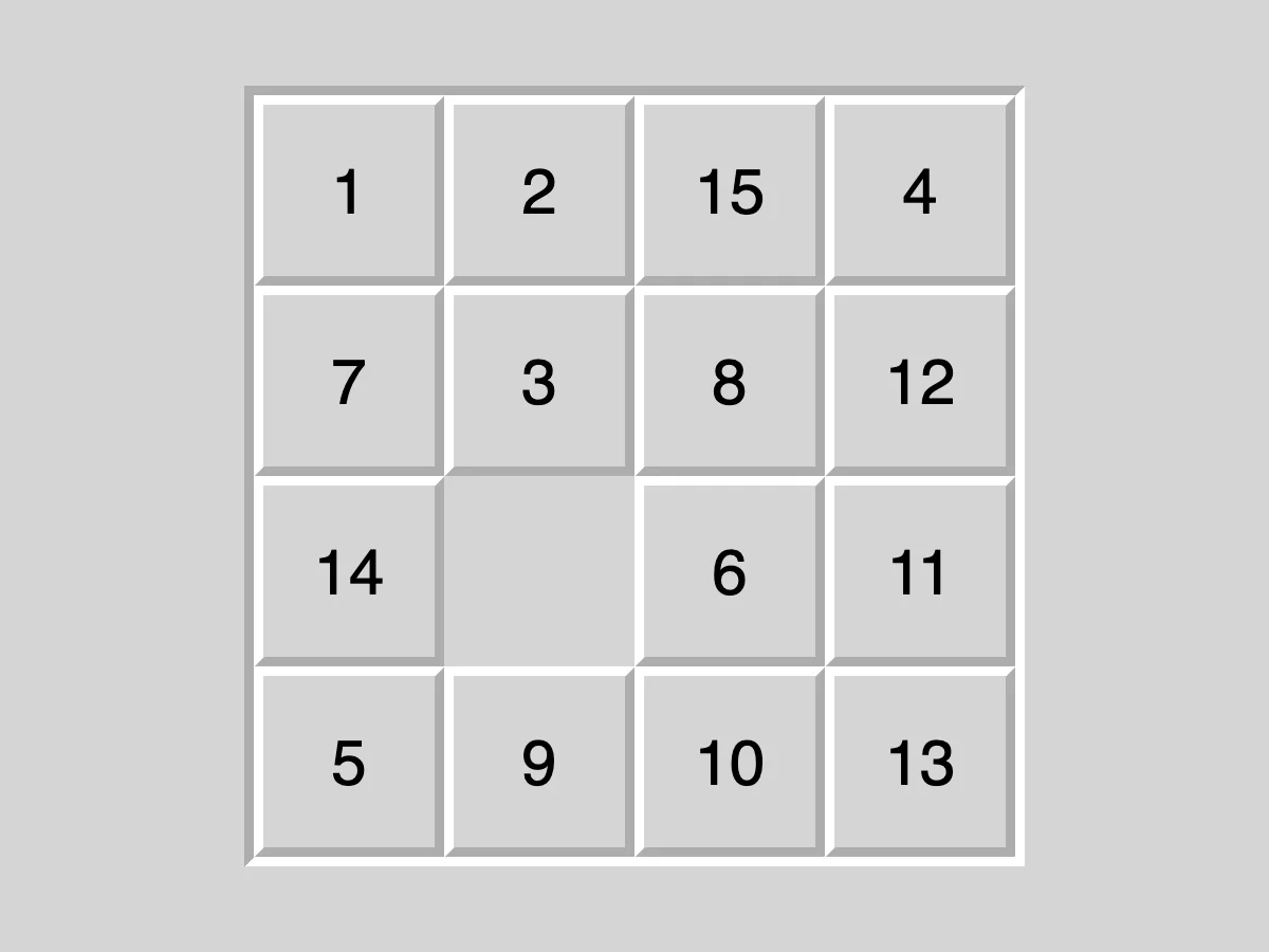 Screenshot of Fifteen (Simon Tatham's Puzzles)