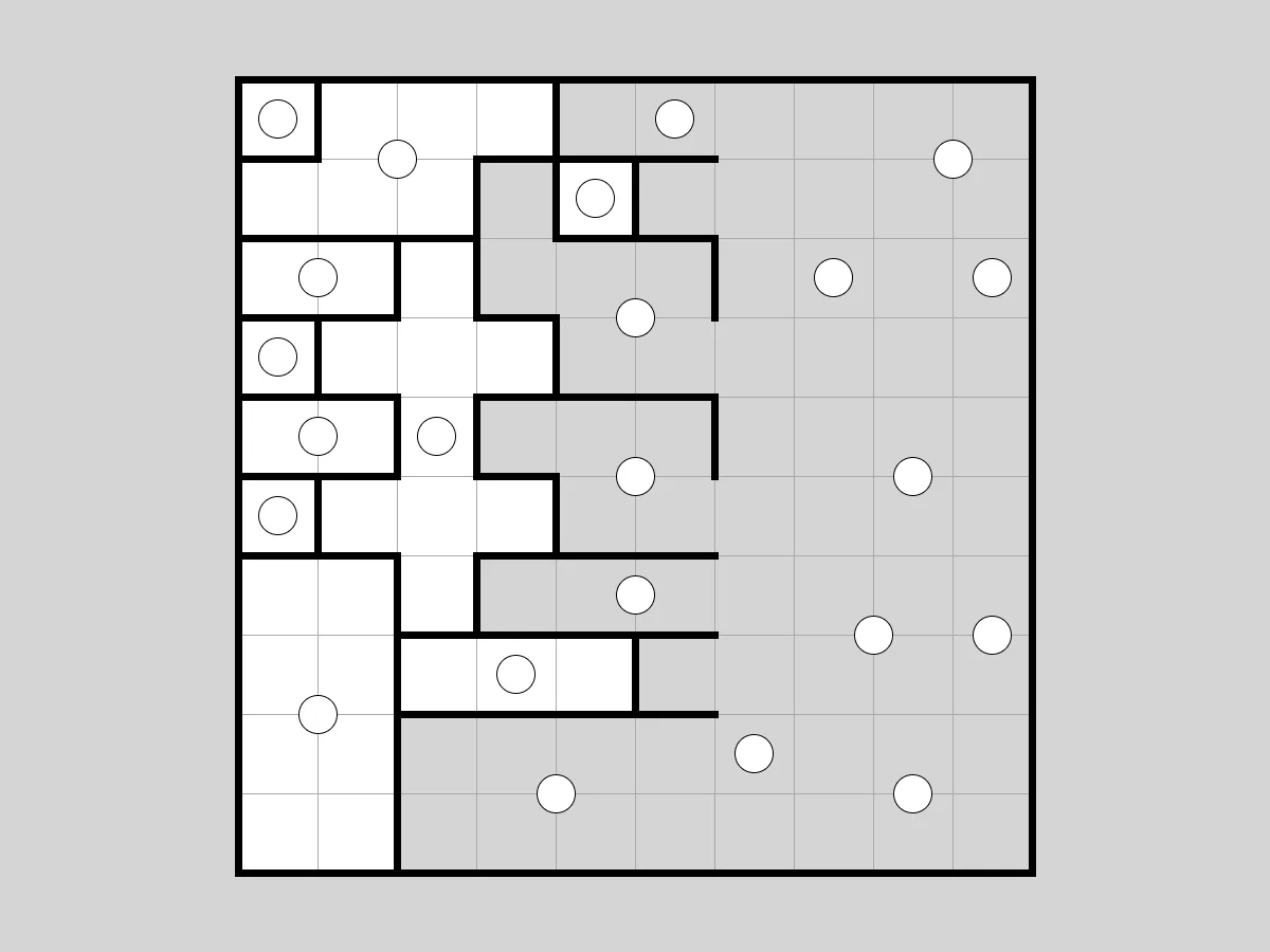 Screenshot of Galaxies (Simon Tatham's Puzzles)