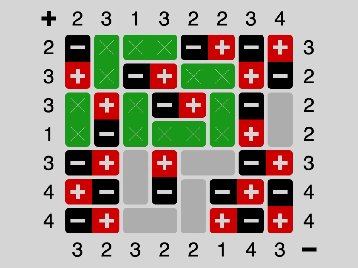 Screenshot of Magnets (Simon Tatham's Puzzles)