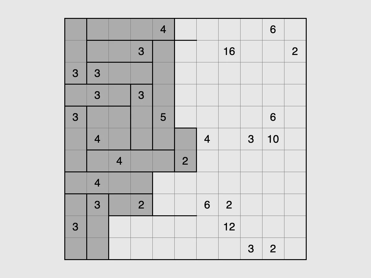 Screenshot of Rectangles (Simon Tatham's Puzzles)