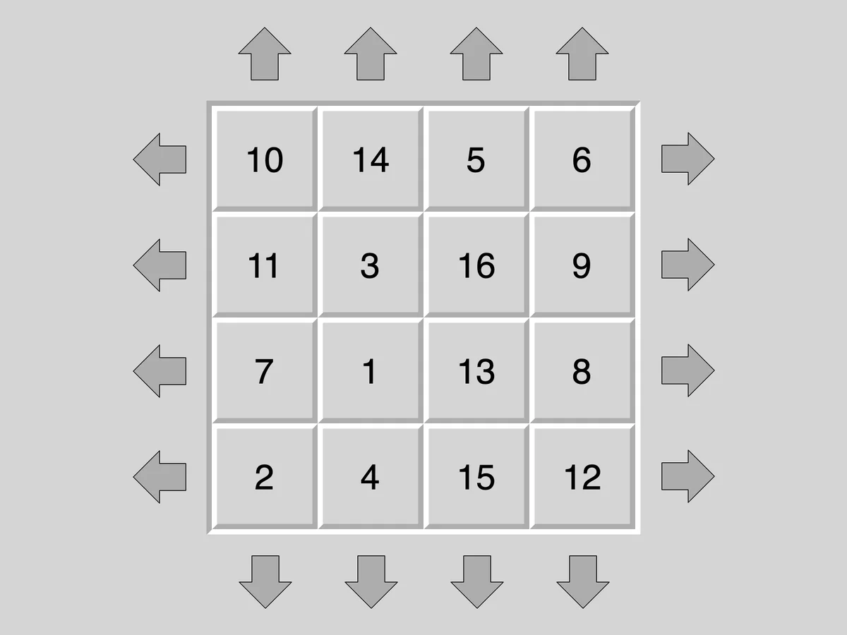 Screenshot of Sixteen (Simon Tatham's Puzzles)