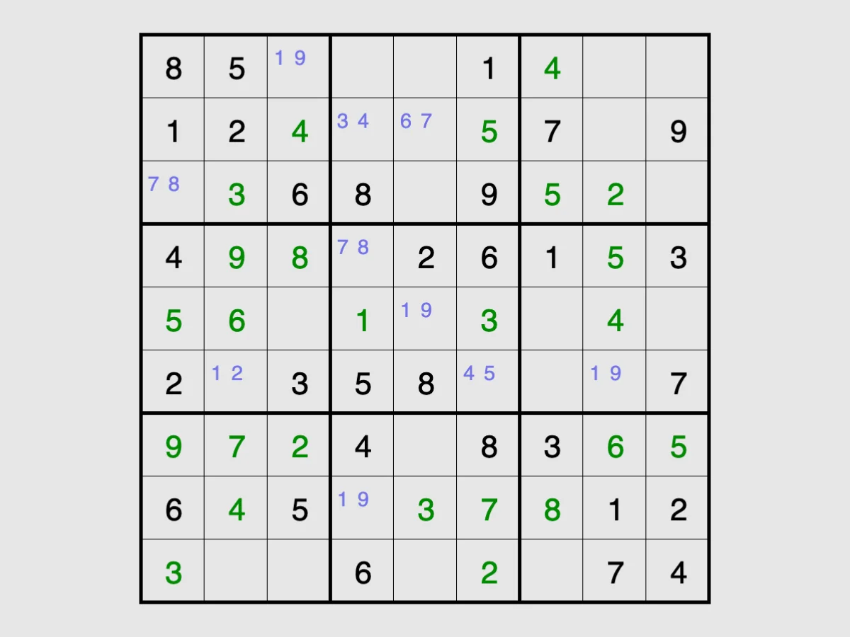 Screenshot of Solo (Simon Tatham's Puzzles)